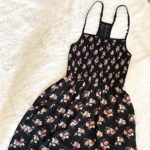 Black floral print summer dress